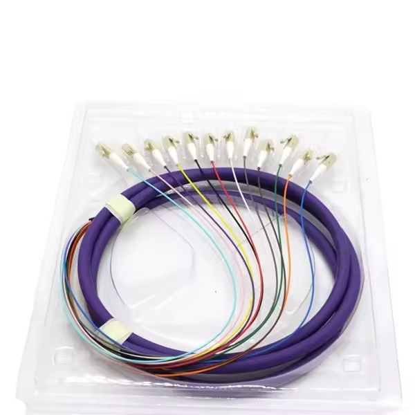 12 Core LC / UPC Simplex Multi Mode PVC Fiber Optic Pigtail - Owire