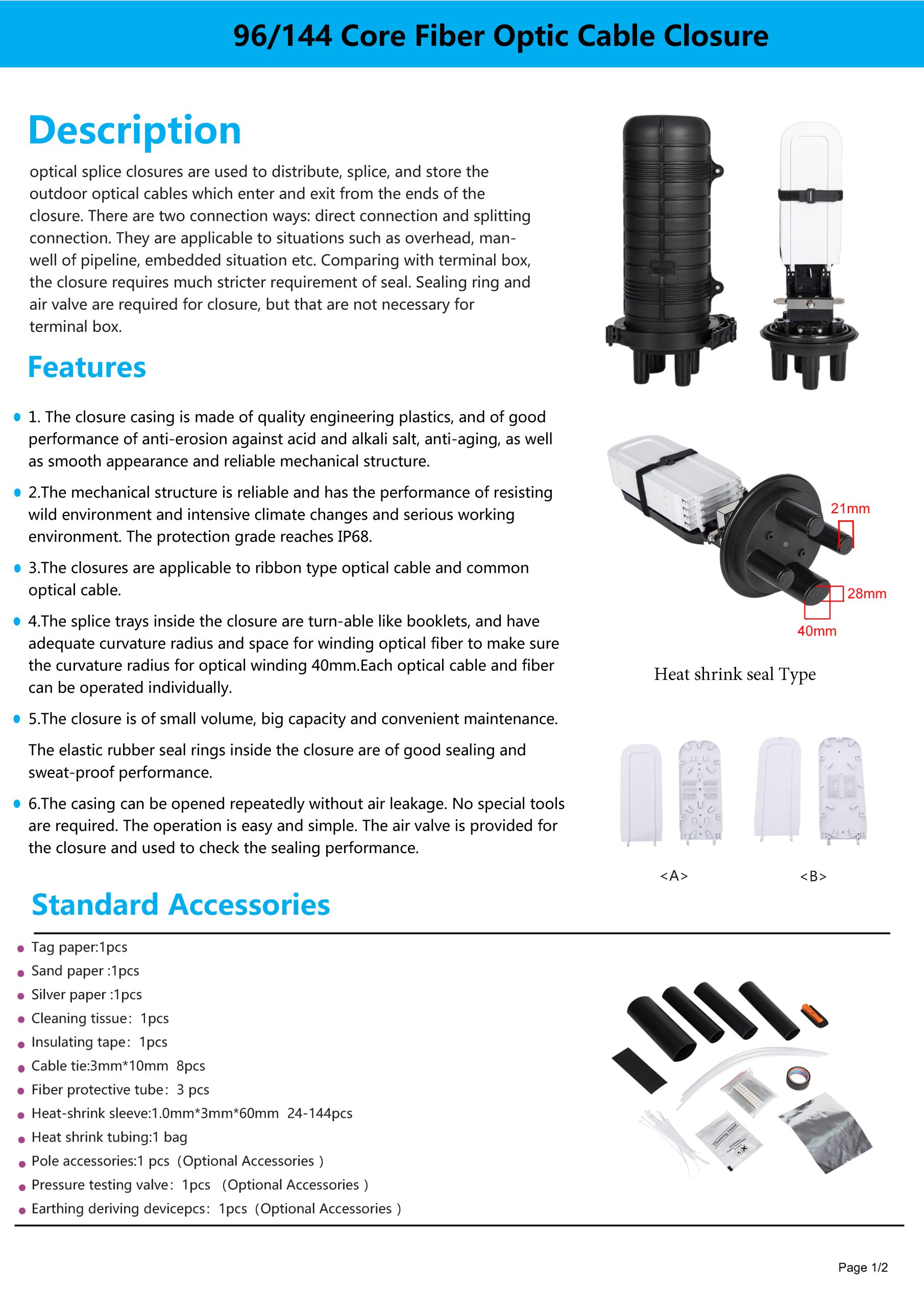 ST-F102 48 Core Fiber Optic Cable Closure
