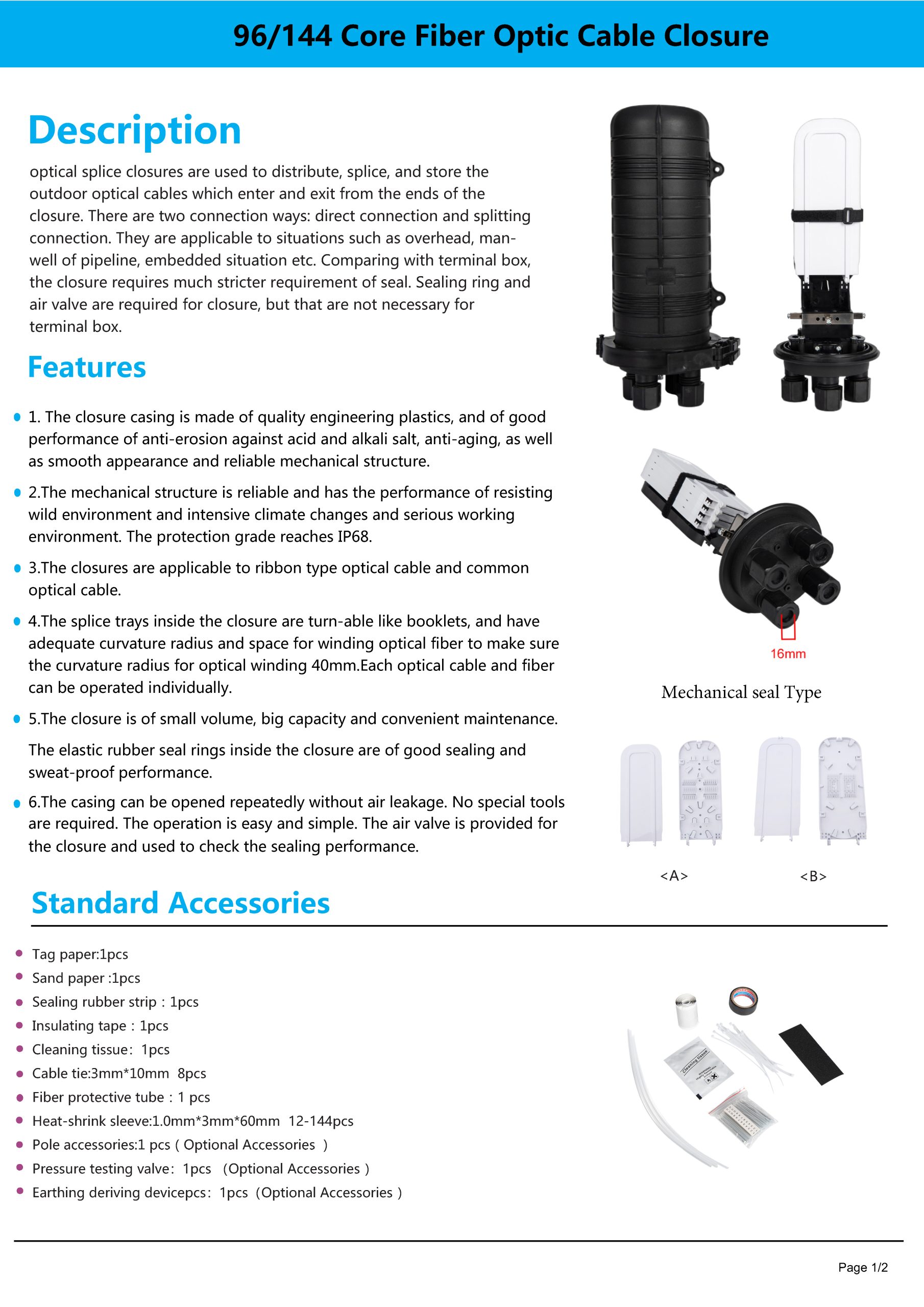 ST-F102M 96/144 Core Fiber Optic Cable Closure