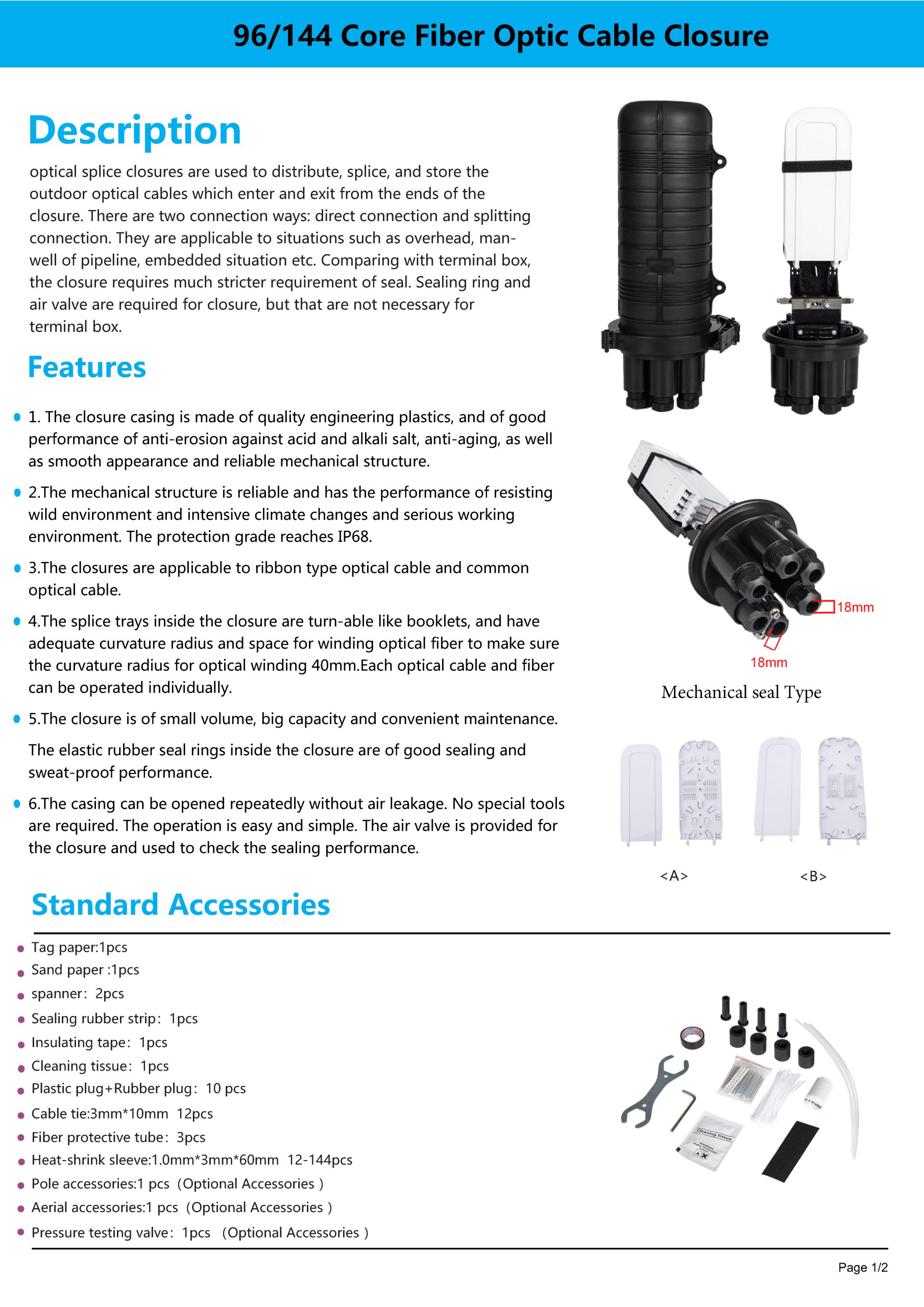 ST-F103M 96/144 Core Fiber Optic Cable Closure