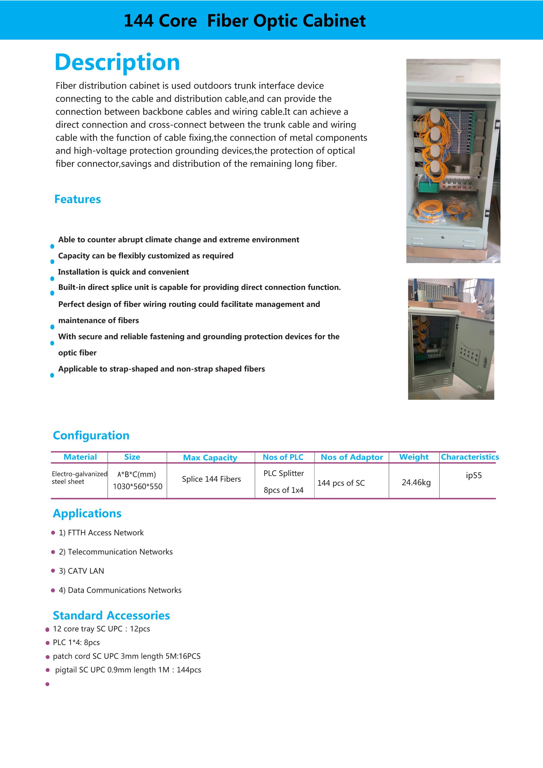 ST-F501 144 Core Fiber Optic Cabinet