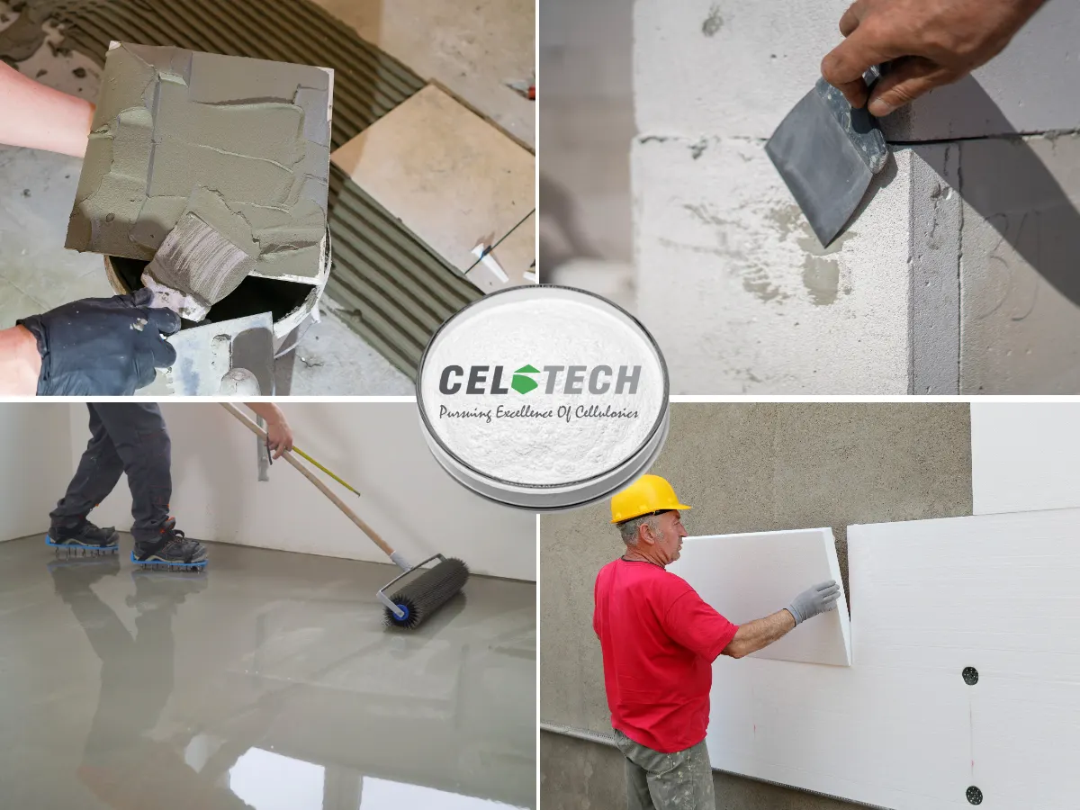 आरडीपी के उपयोग - टाइल एडहेसिव, स्किम कोट, सेल्फ-लेवलिंग, ईआईएफएस