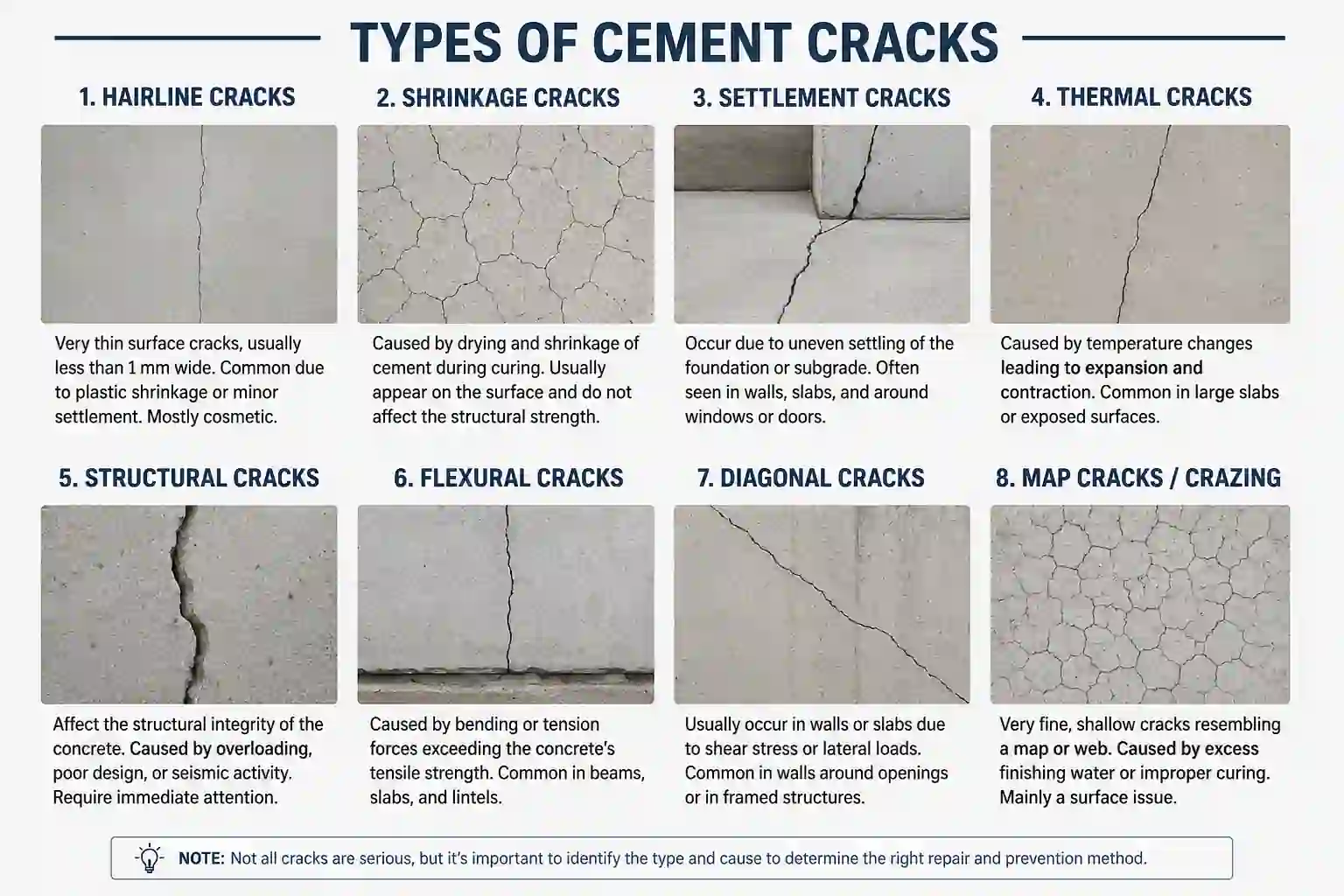 Type of Cement Cracks Before Repair